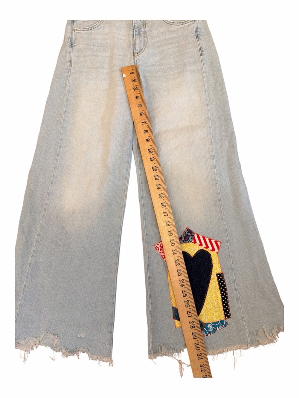 Anthropologie Adi Patchwork Mid-Rise Flare Jeans Pilcro Size 29 Designer Sample - Picture 8 of 9